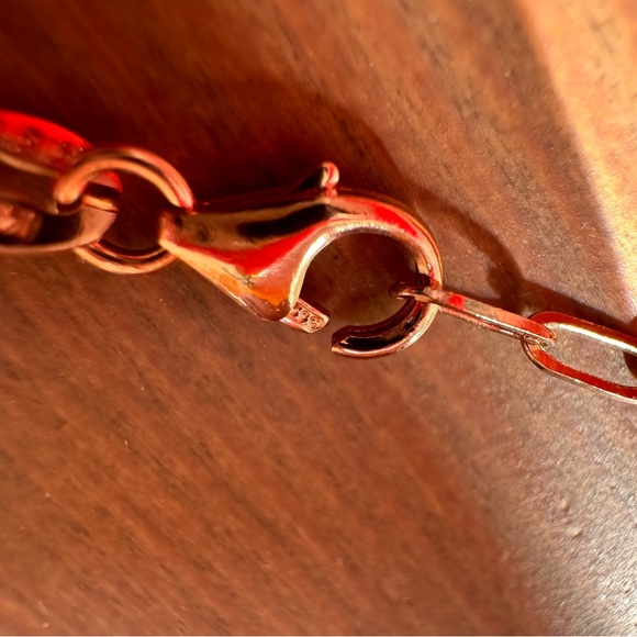 14k Rose Gold Paperclip Link Choker Necklace - Picture 5 of 7